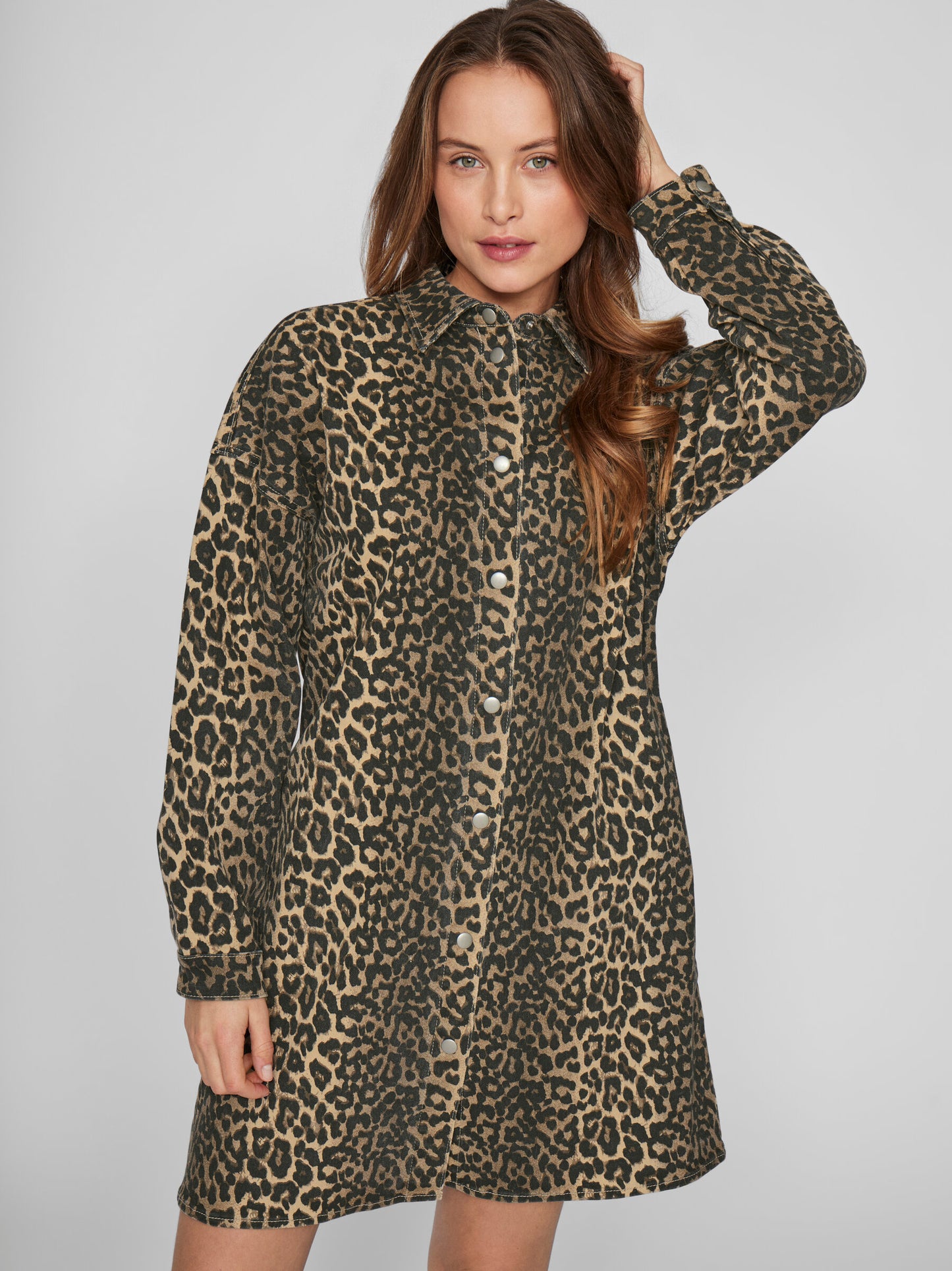 VL Vichia L/S Leopard Shirt Dress