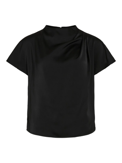 VL VIELMINA FUNNEL NECK S/S BLUSE TOP - black