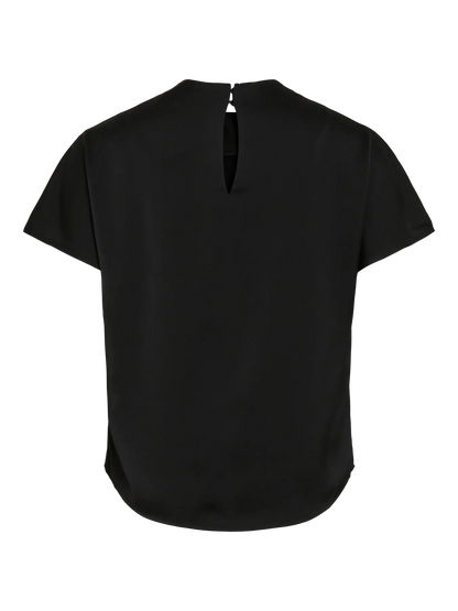 VL VIELMINA FUNNEL NECK S/S BLUSE TOP - black