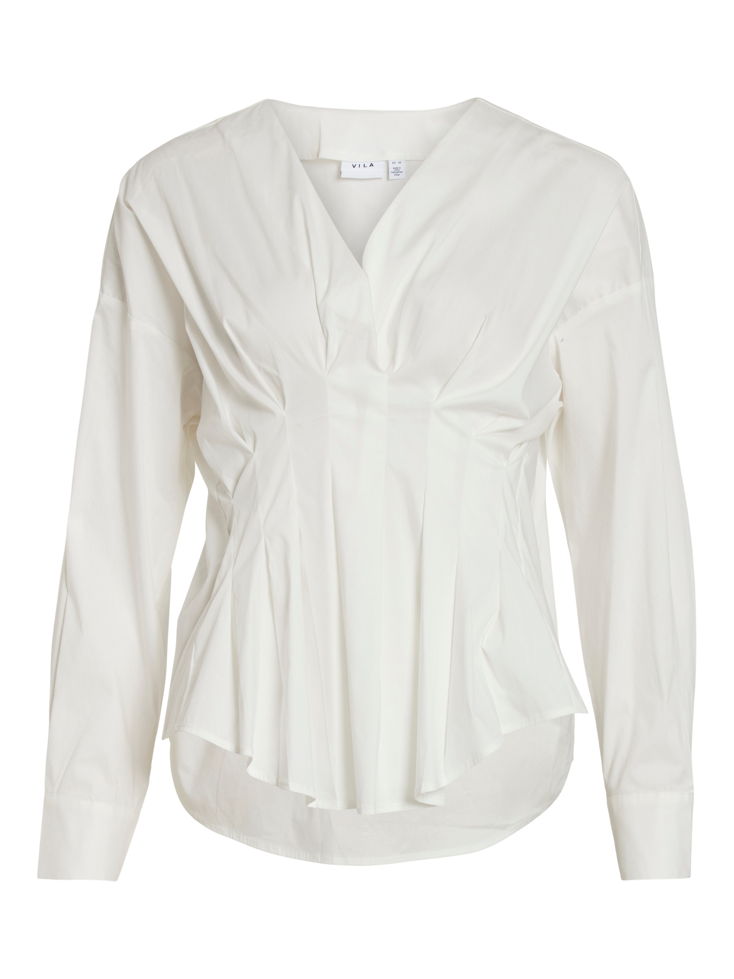 VL Visalme V-neck shirt - hvid bluse med fin detalje foran