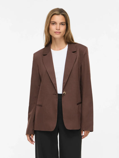 VL VIBELLA L/S BLAZER - BRUN