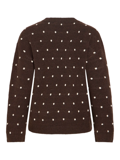 VL VILIGA L/S O-NECK DOT KNIT - Coffee Bean BIRCH DOTS