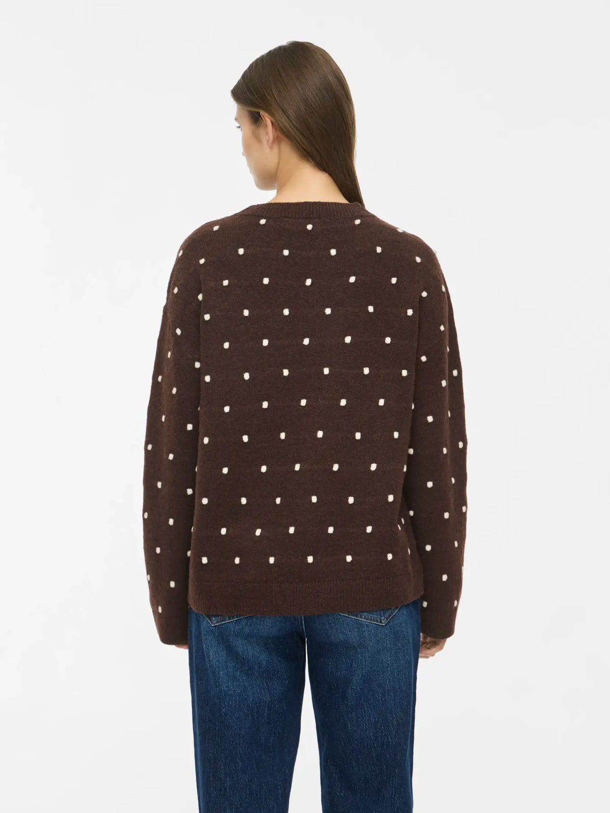 VL VILIGA L/S O-NECK DOT KNIT - Coffee Bean BIRCH DOTS
