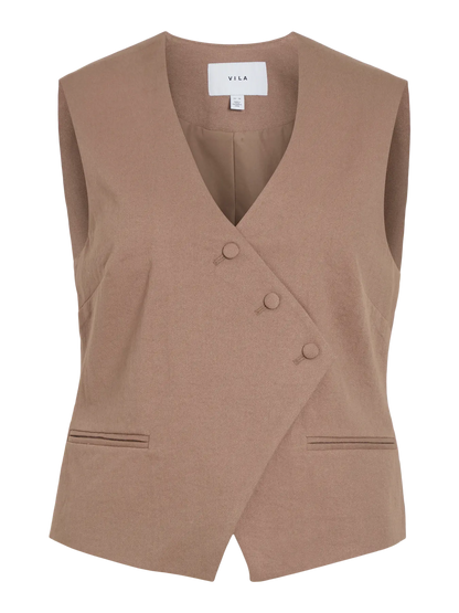 VL VIFLEA S/L TAILORED VEST - brun