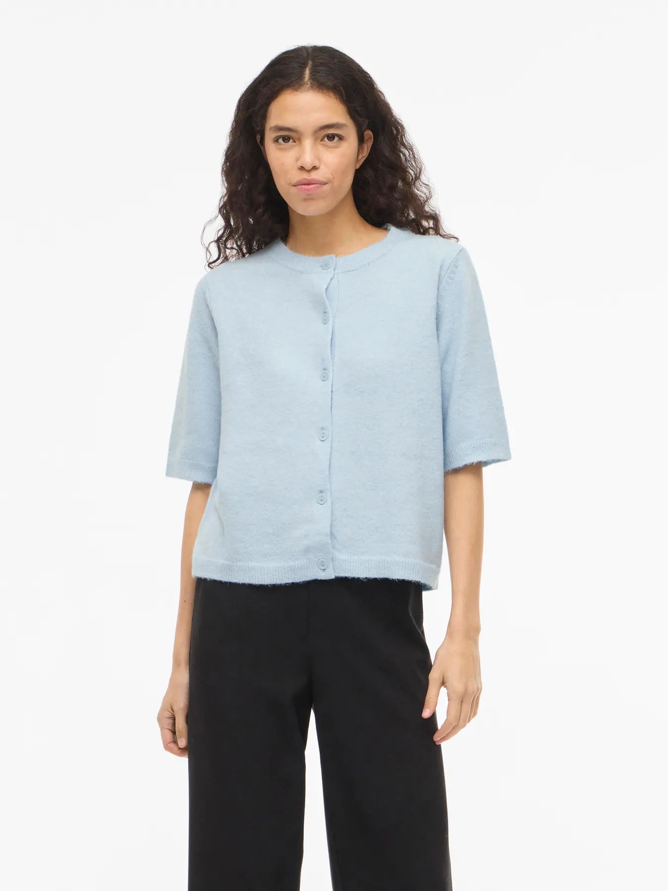 VL VILIGA 2/4 O-NECK KNIT CARDIGAN - lyseblå