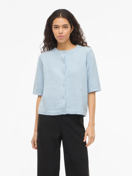 VL VILIGA 2/4 O-NECK KNIT CARDIGAN - lyseblå