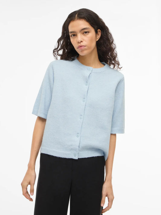 VL VILIGA 2/4 O-NECK KNIT CARDIGAN - lyseblå