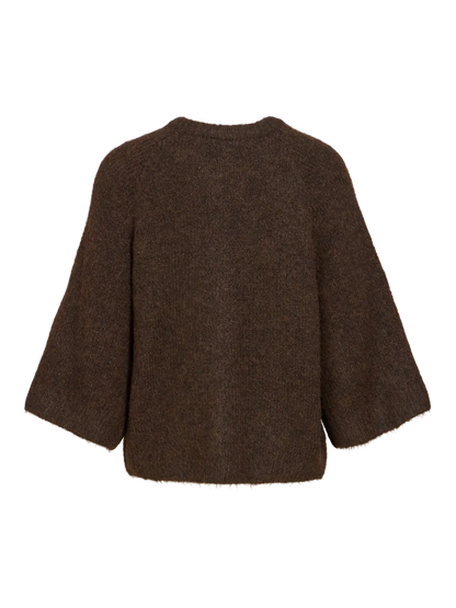 VL VIBOWS 3/4 KNIT CARDIGAN - COFFEE BEAN BRUN
