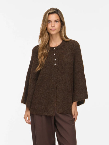 VL VIBOWS 3/4 KNIT CARDIGAN - COFFEE BEAN BRUN