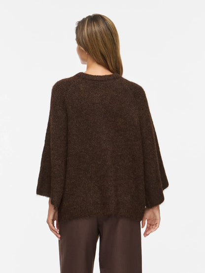 VL VIBOWS 3/4 KNIT CARDIGAN - COFFEE BEAN BRUN