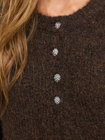 VL VIBOWS 3/4 KNIT CARDIGAN - COFFEE BEAN BRUN