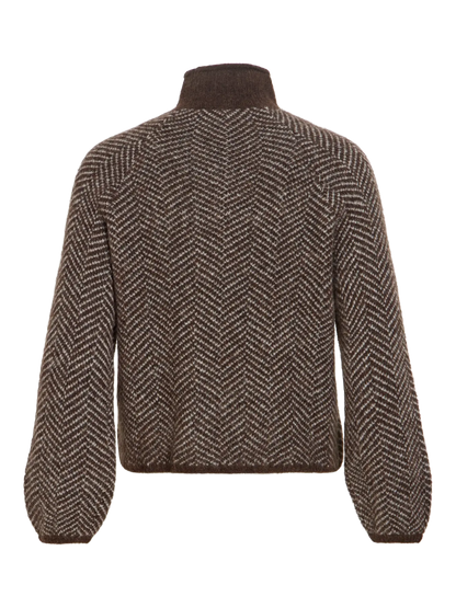 VL VILORY HIGH NECK L/S KNIT TOP STRIK BLUSE - BRUNLIG