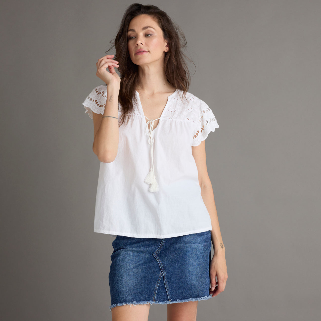 AW Hesa Blouse - 1411 - hvid m/broderi