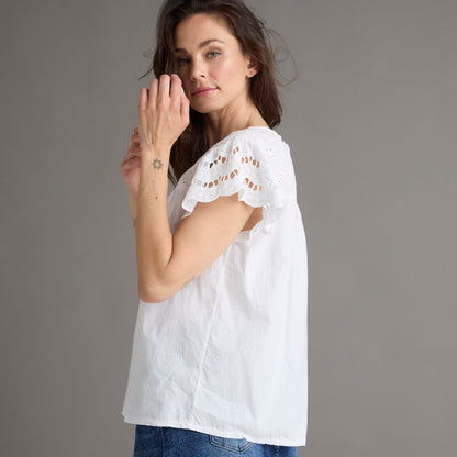 AW Hesa Blouse - 1411 - hvid m/broderi