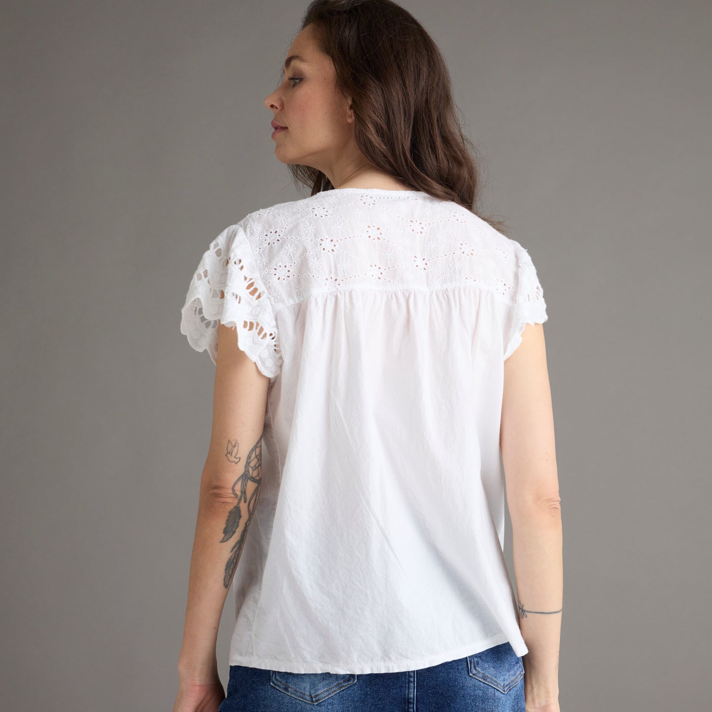 AW Hesa Blouse - 1411 - hvid m/broderi