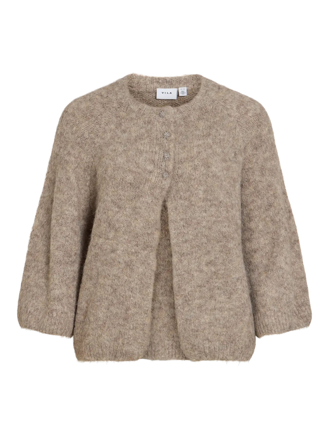 VL VIBOWS 3/4 KNIT CARDIGAN - Natural melange