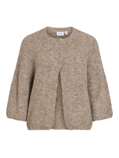 VL VIBOWS 3/4 KNIT CARDIGAN - Natural melange