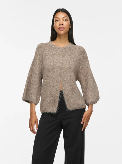 VL VIBOWS 3/4 KNIT CARDIGAN - Natural melange