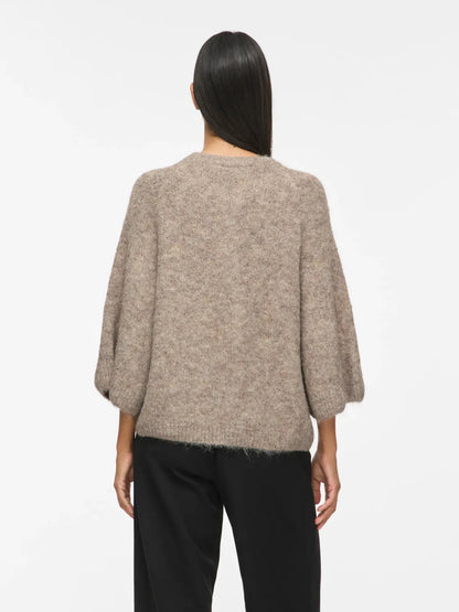 VL VIBOWS 3/4 KNIT CARDIGAN - Natural melange