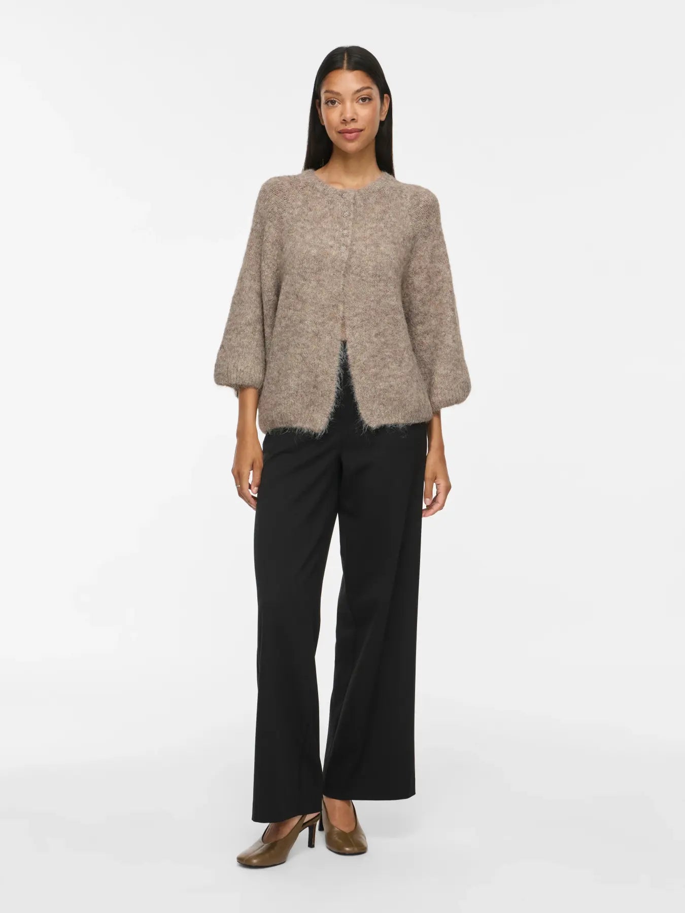 VL VIBOWS 3/4 KNIT CARDIGAN - Natural melange