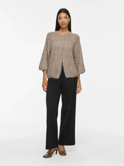 VL VIBOWS 3/4 KNIT CARDIGAN - Natural melange