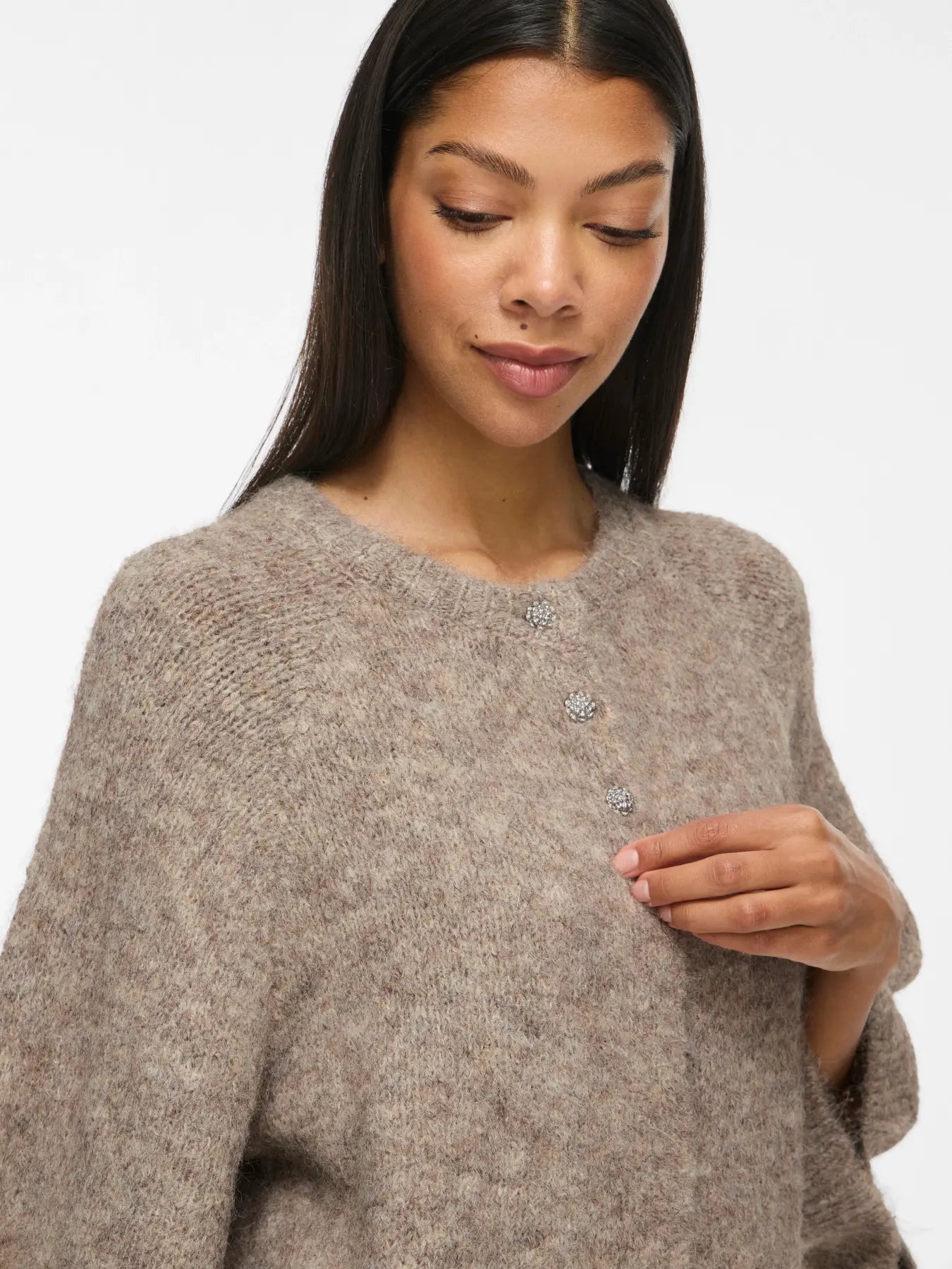 VL VIBOWS 3/4 KNIT CARDIGAN - Natural melange