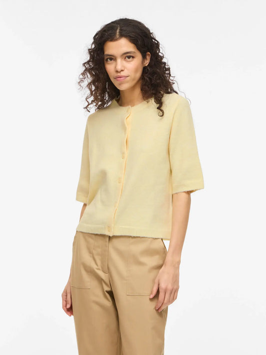 VL - VILIGA 2/4 O-NECK KNIT CARDIGAN - gul