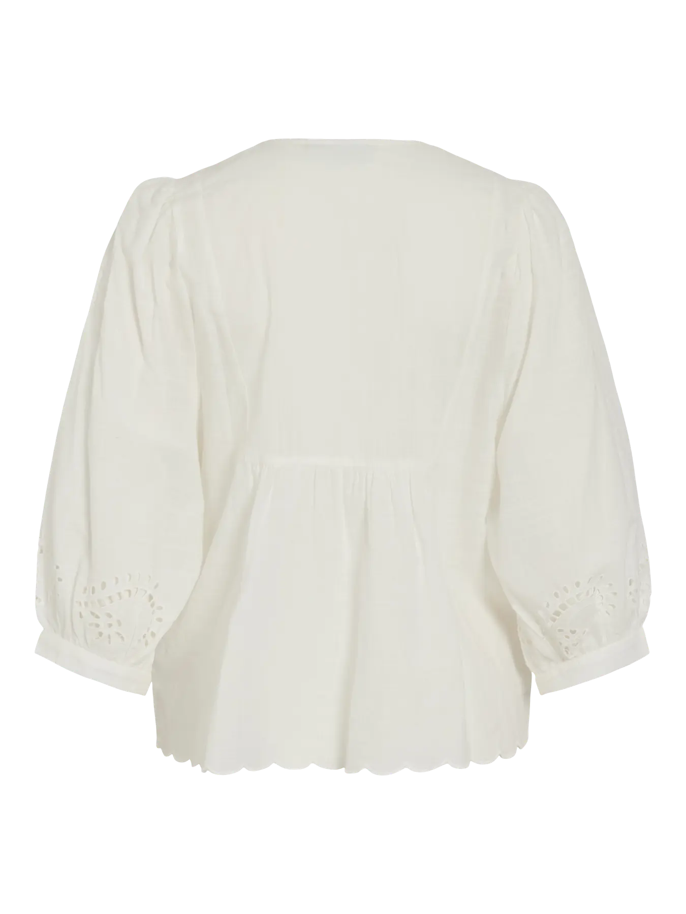 VL VIMARIGA V-NECK 3/4 EMB. TOP - hvid m/broderi