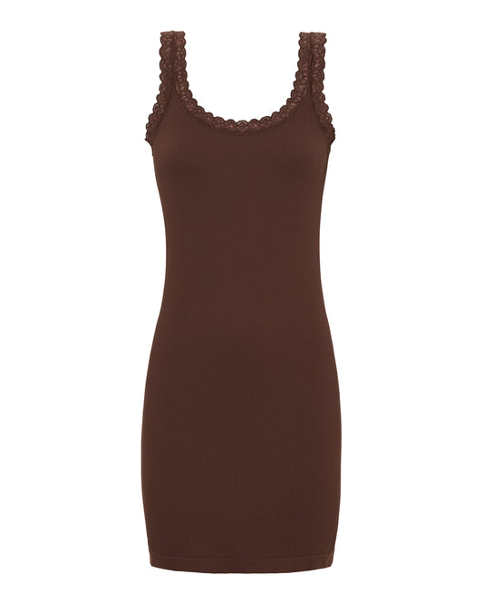TS Frida Rib Top - lang model - Cioccolato