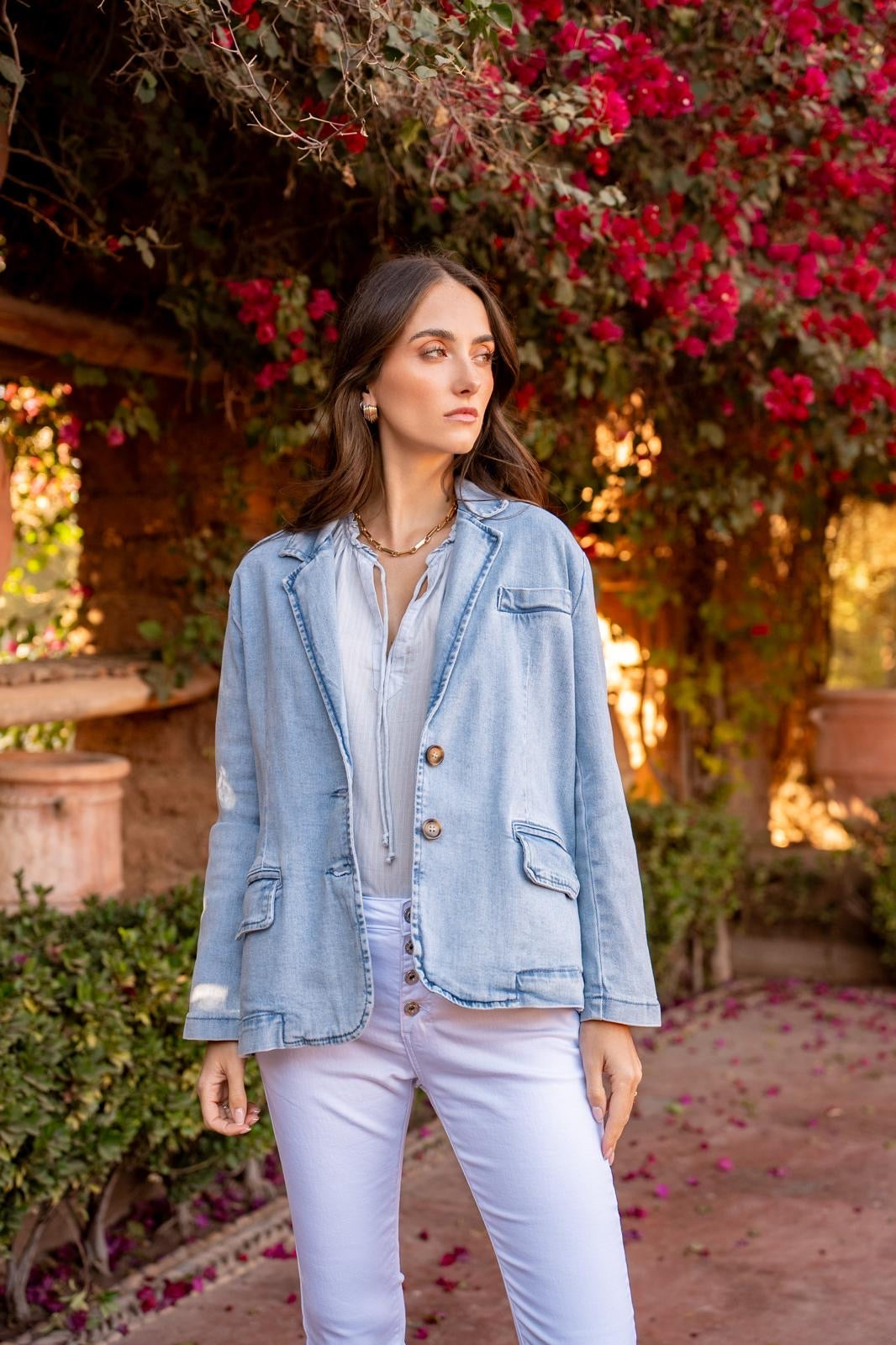 PdJ Denim jakke blazer oversize - lys denim