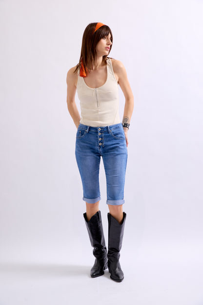 PdJ Shorts - lange - denim blå - 1268 B