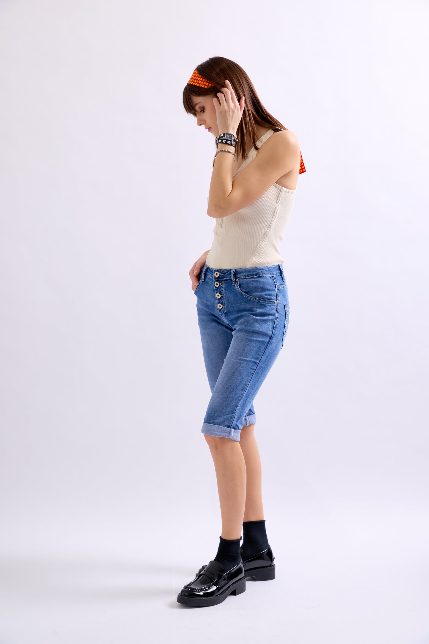 PdJ Shorts - lange - denim blå - 1268 B