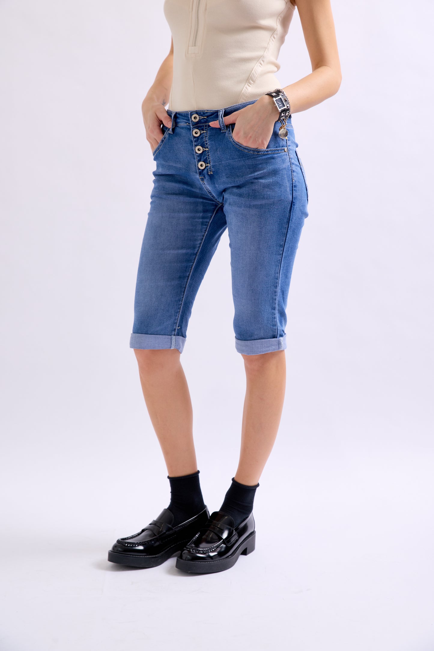 PdJ Shorts - lange - denim blå - 1268 B
