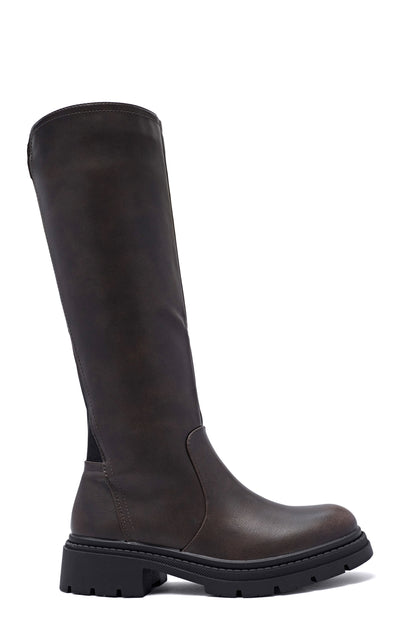 ER Støvler PU - lange m/lynlås - Chocolate brown