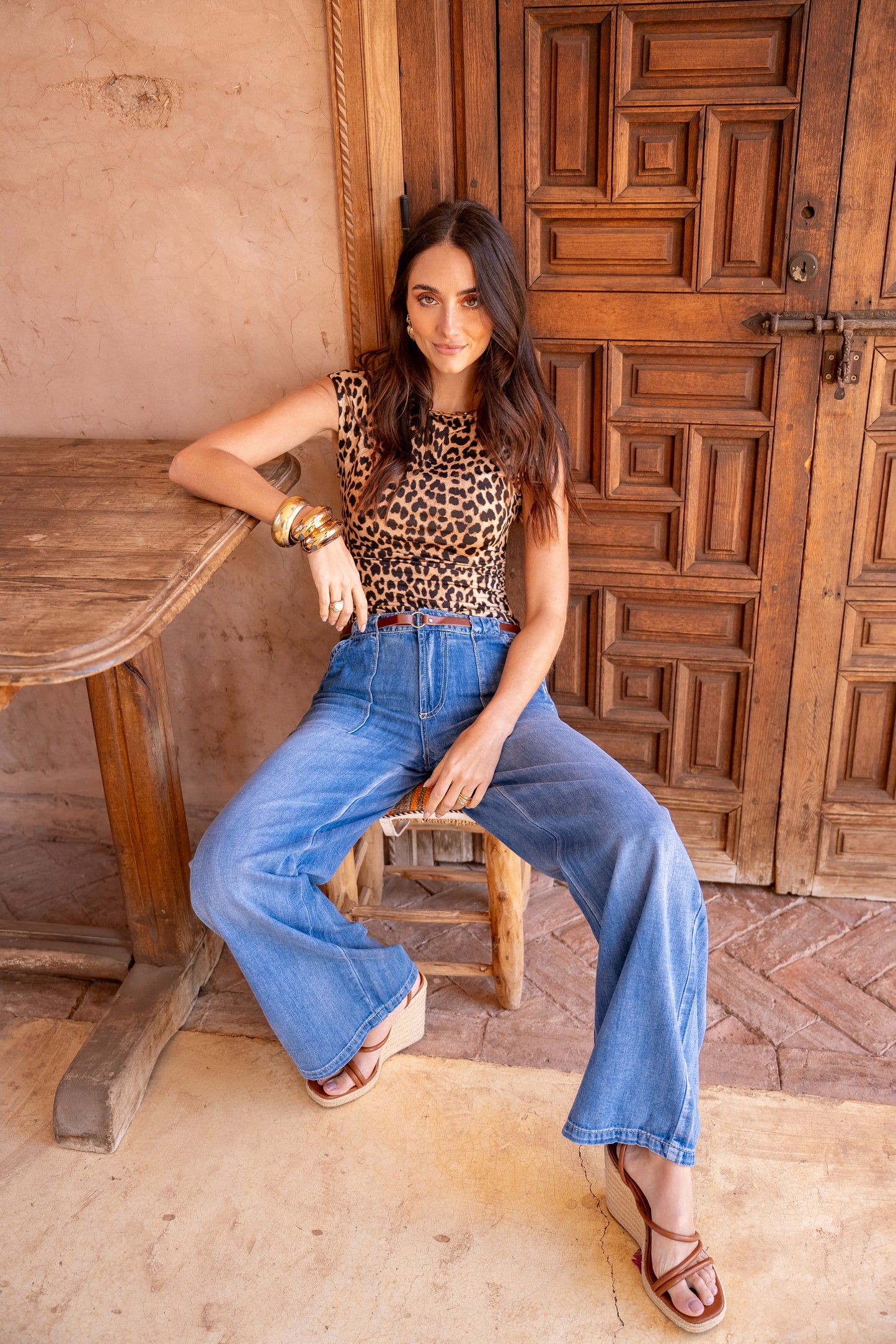 PdJ Bukser - mellem blå m/brede ben og løs i looket - 98718