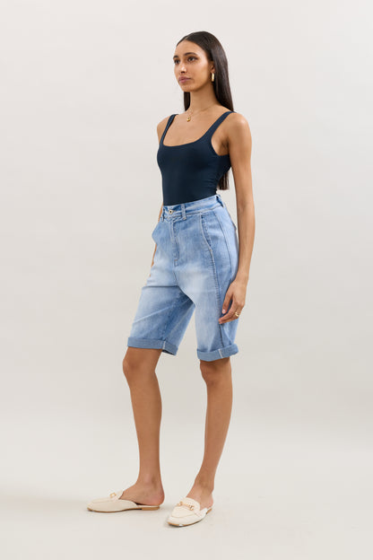 PdJ Shorts lange - lys denim og m/opsmøg - 1957