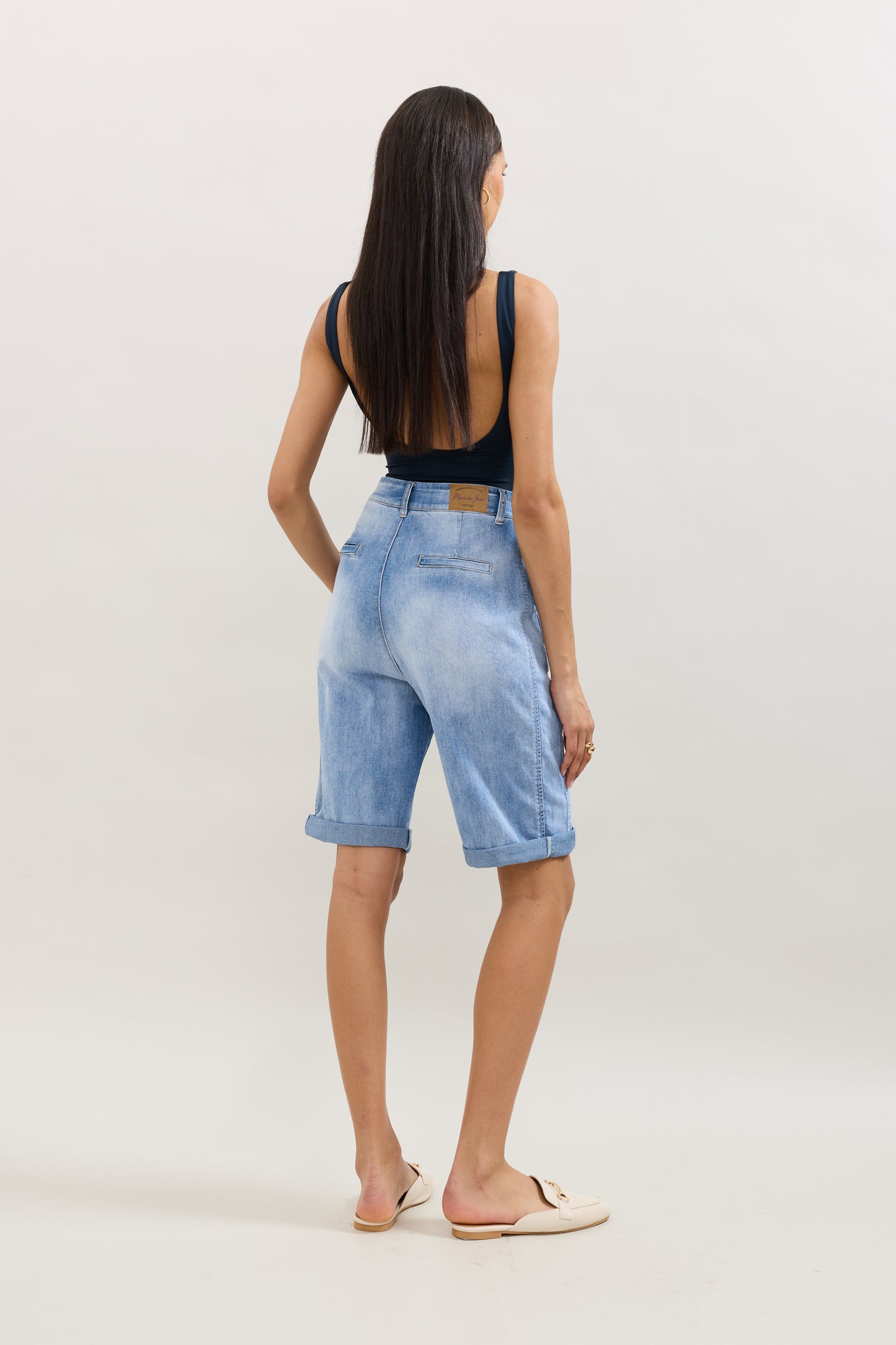 PdJ Shorts lange - lys denim og m/opsmøg - 1957