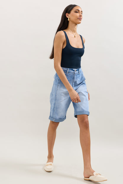 PdJ Shorts lange - lys denim og m/opsmøg - 1957