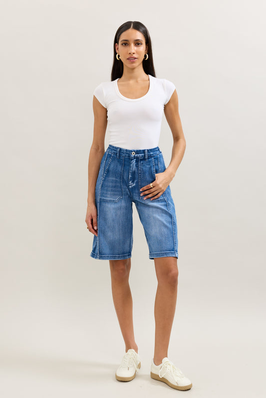 PdJ Shorts lange - mellem blå denim - 1963