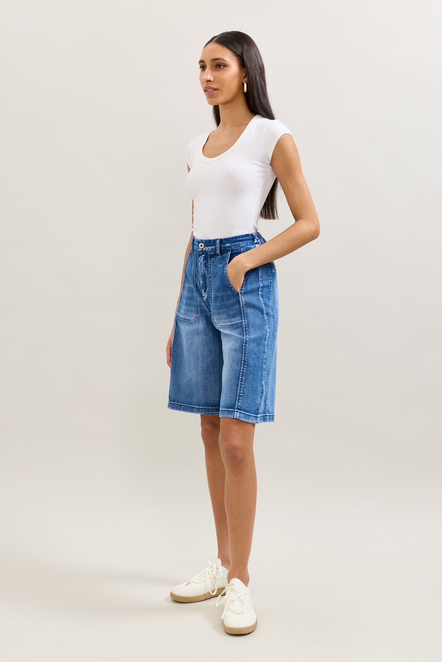 PdJ Shorts lange - mellem blå denim - 1963
