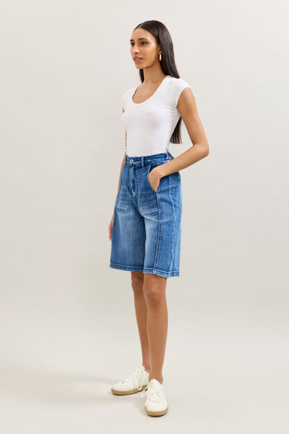 PdJ Shorts lange - mellem blå denim - 1963
