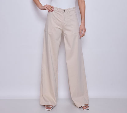 PdJ Bukser - beige m/brede ben og løs i looket - 98718 beige