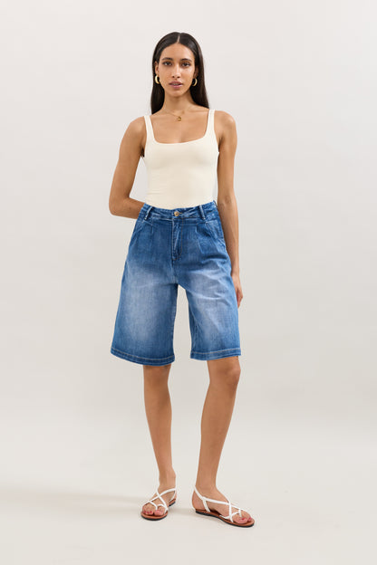 PdJ Shorts lange - mellem blå denim - 1953 L