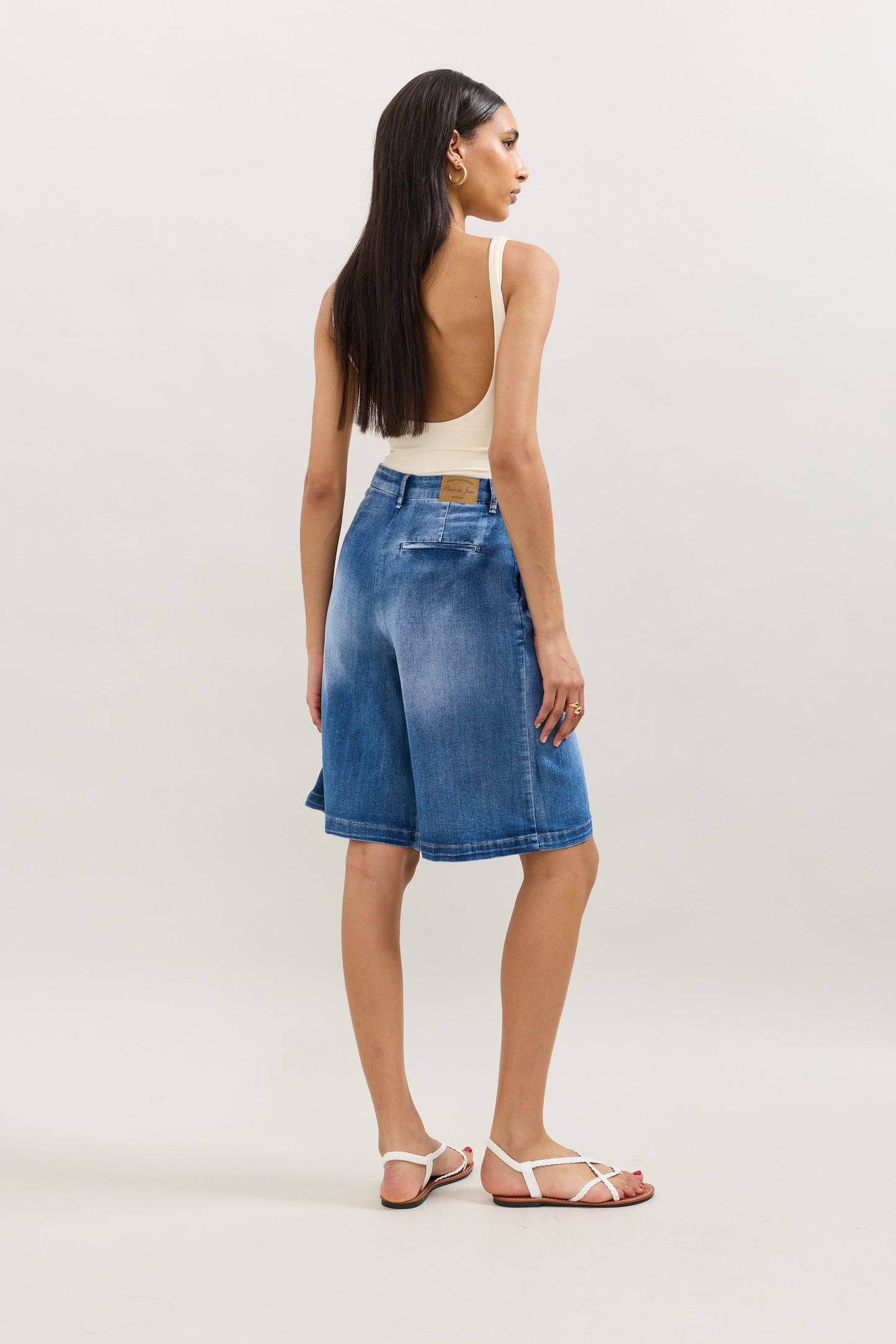 PdJ Shorts lange - mellem blå denim - 1953 L