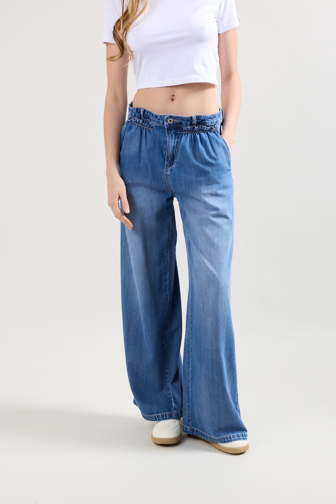 PdJ bukser - mellem blå denim - løs i looket - 98895 L