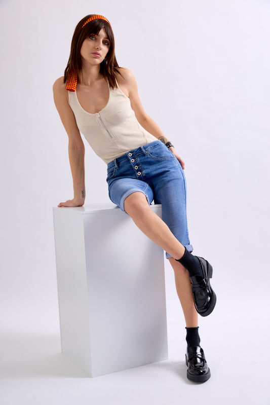 PdJ Shorts - lange - denim blå - 1268 B