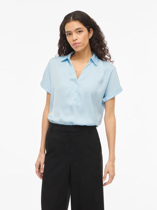 VIENNA RAVENNA S/S TOP -Nantucket Breeze blå