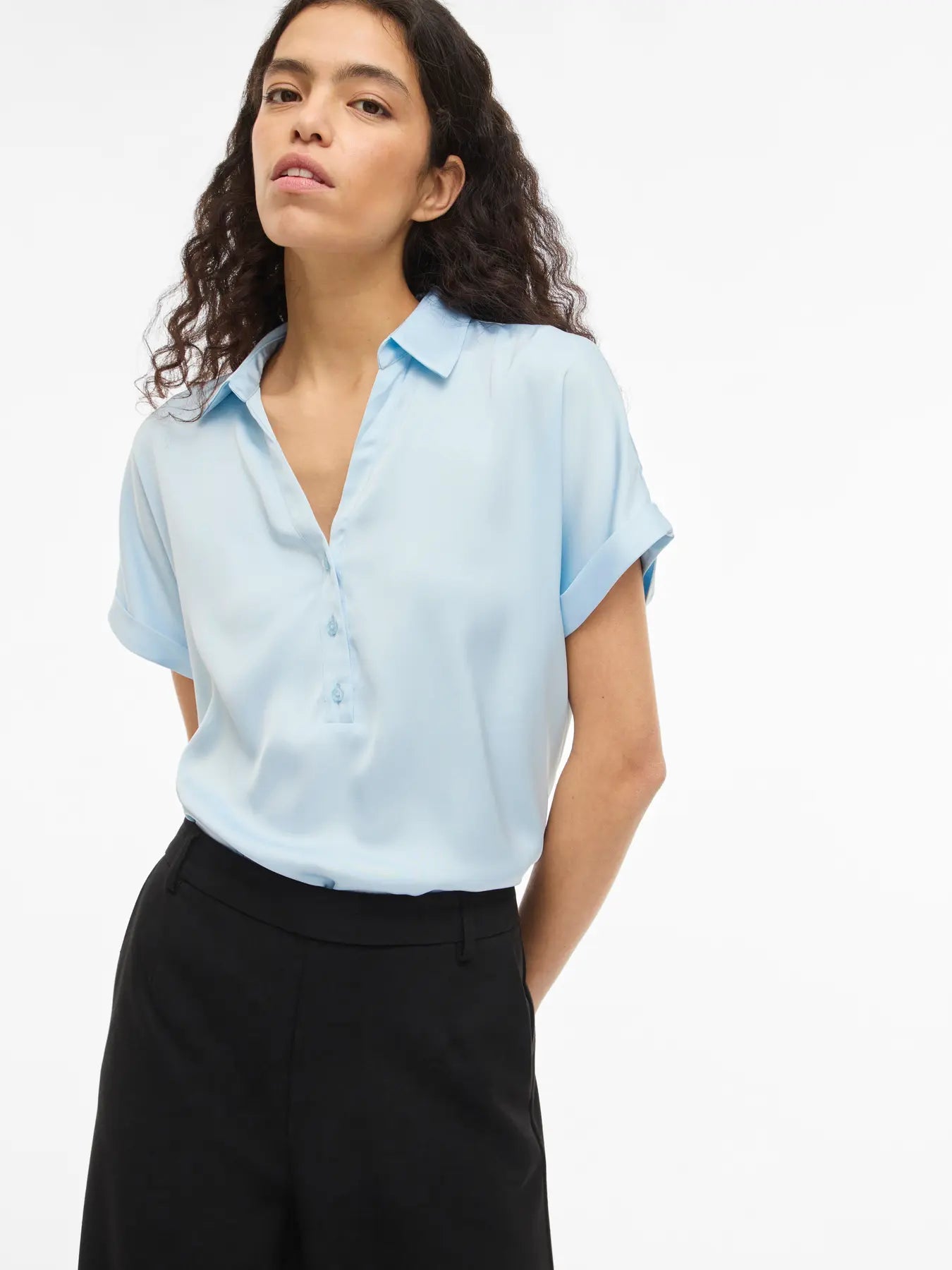 VIENNA RAVENNA S/S TOP -Nantucket Breeze blå