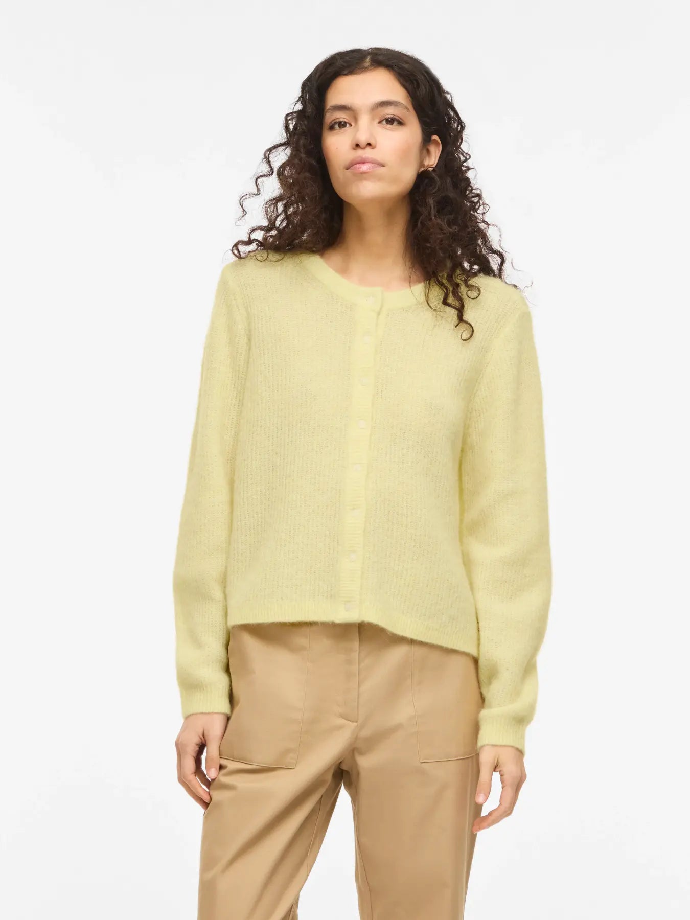VL VILORY O-NECK L/S KNIT CARDIGAN - gul