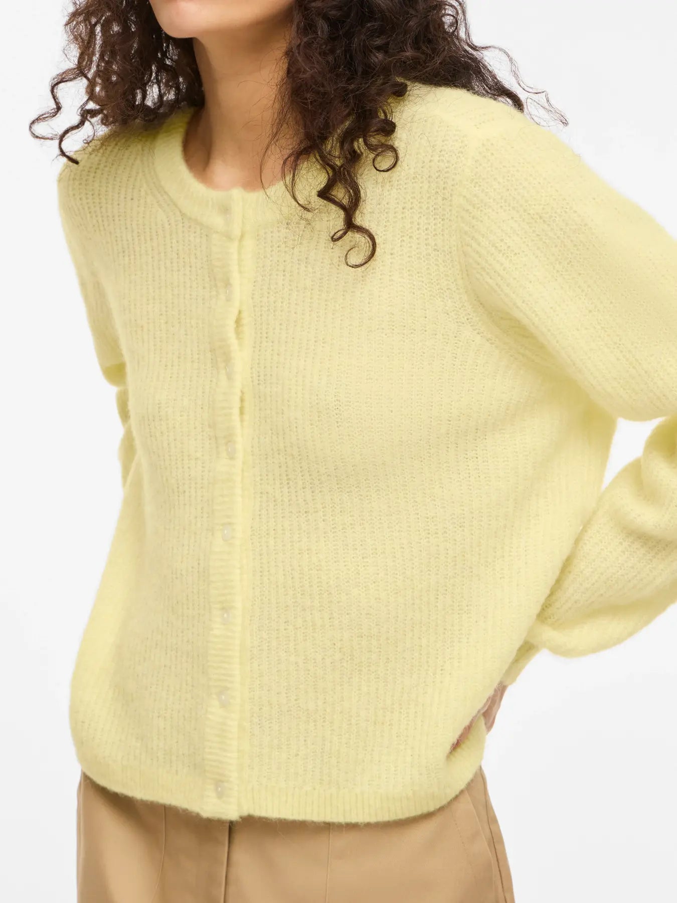 VL VILORY O-NECK L/S KNIT CARDIGAN - gul
